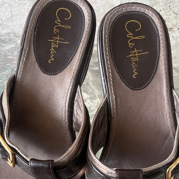 Cole Haan Black and Brown Leather Sandals - Picture 3 of 4
